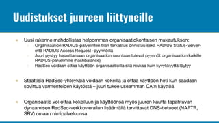Suomen eduroam-juuripalvelun uudistukset
