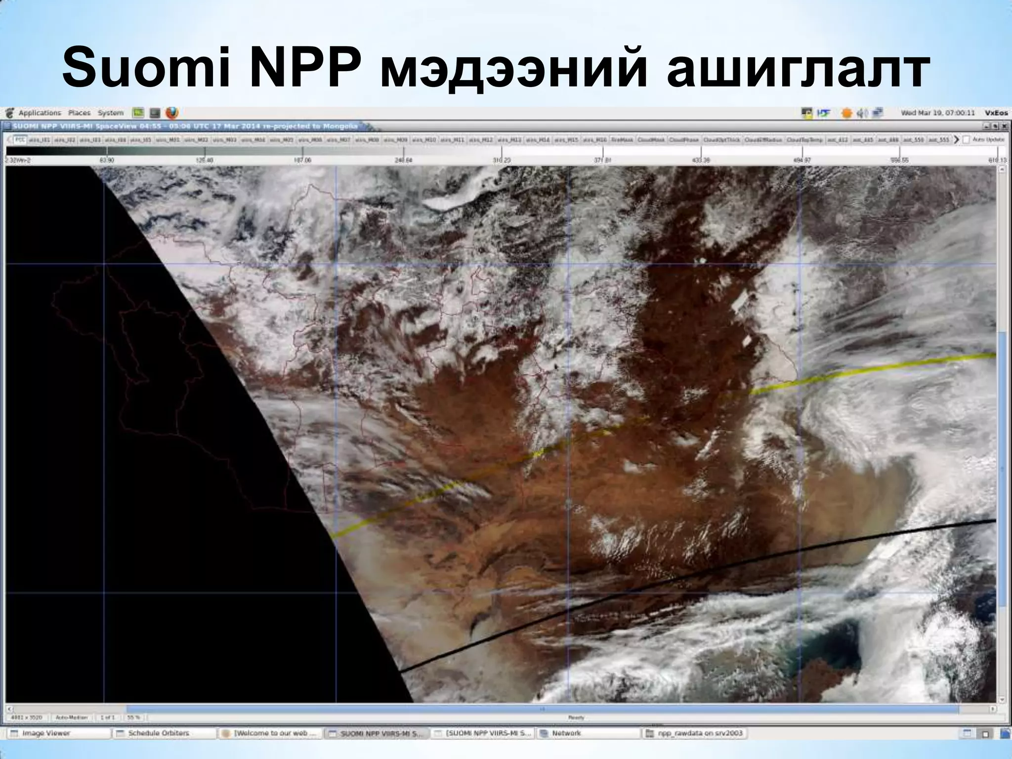 Suomi NPP мэдээний ашиглалт
 
