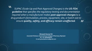 Fda Supac Guidelines.pdf SCALE-UP AND POST-APPROVAL CHANGES (SUPAC) | PDF