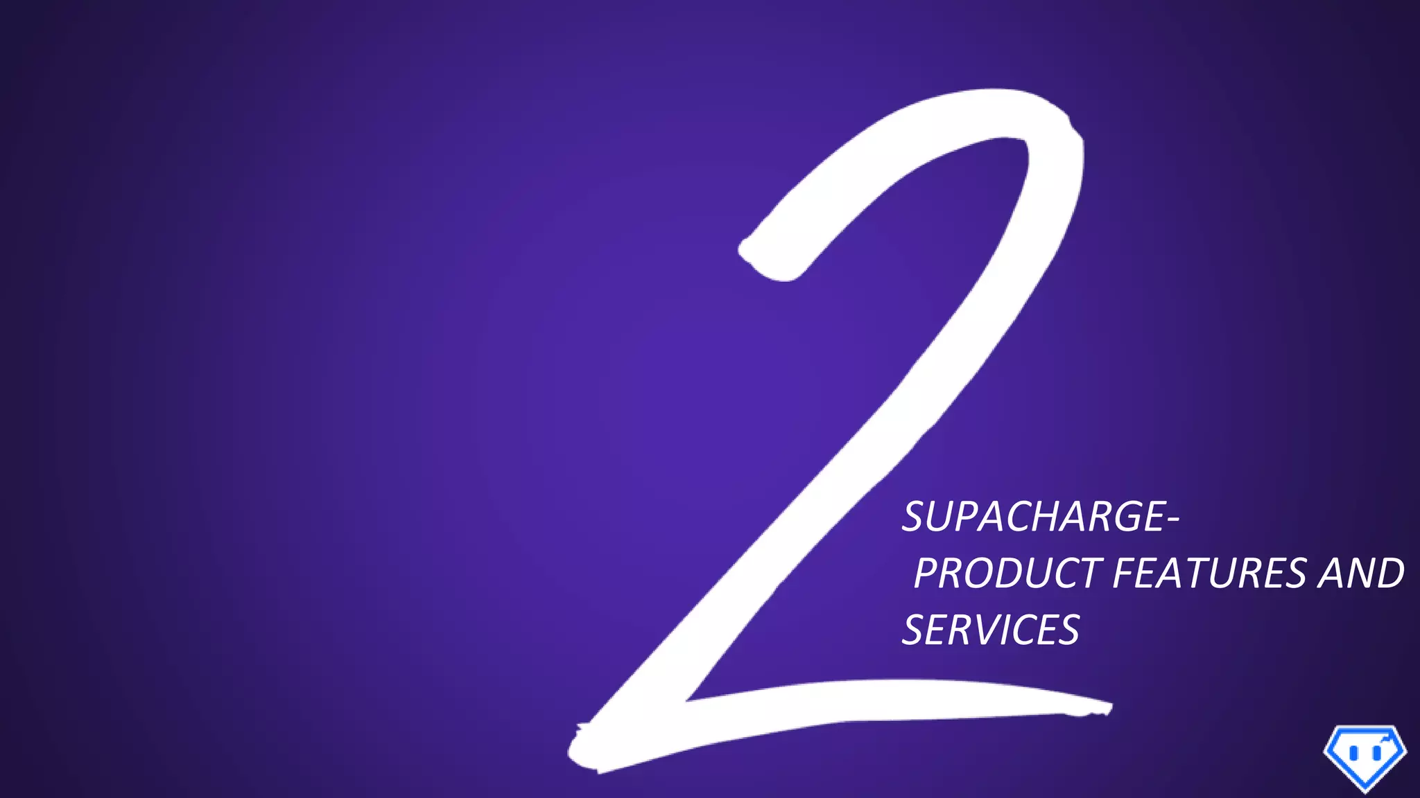SUPACHARGE-
PRODUCT FEATURES AND
SERVICES
 