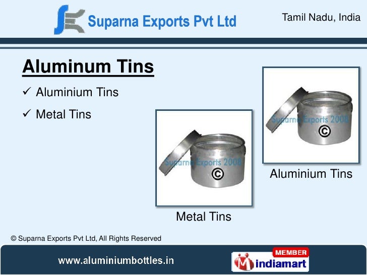 Aluminium Bottles With Screw Aluminum Canisters Tamil Nadu India