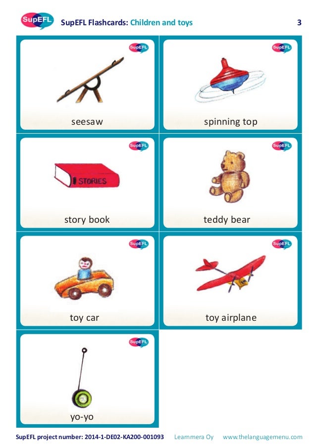 supefl flashcards children and toys in english