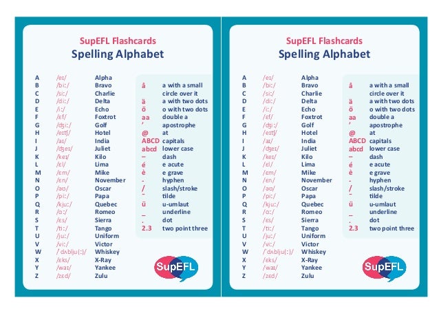 SupEFL spelling alphabet (in scandinavian)