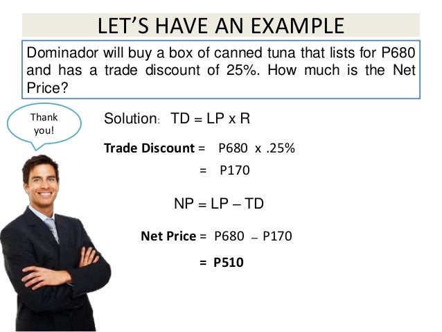 cash discount and trade discount discount formula