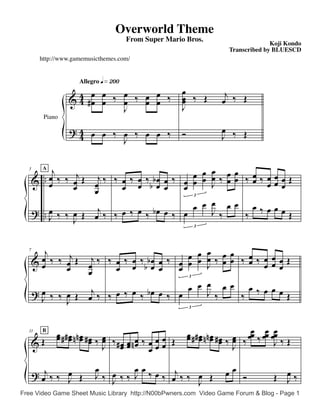 Super Mario Bros Theme  Flauta doce notas, Partituras, Flauta