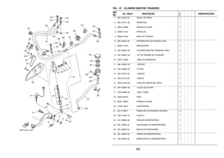 59
FIG. 37 CILINDRO MESTRE TRASEIRO
REF.
NO.
No. PEÇA DESCRIÇÃO
23PN
OBSERVAÇÕES
1 23P–27200–00 PEDAL DE FREIO 1
2 5XC–27217–90 PARAFUSO 1
3 90201–08060 ARRUELA PLANA 1
4 90468–16191 PRESILHA 1
5 90506–20193 MOLA DE TENSAO 1
6 23P–82530–00 INTERRUPTOR DE PARADA CONJ. 1
7 90465–14310 BRACADEIRA 1
8 23P–2583V–00 CILINDRO MESTRE TRASEIRO CONJ. 1
9 23P–W0042–50 .KIT DE REPARO DO CILINDRO 1
10 93210–15620 .ANEL DE BORRACHA 1
11 4ML–2582A–50 .JUNCAO 1
12 23P–2586G–00 .FILTRO 1
13 23P–27222–00 .JUNCAO 1
14 4SS–27218–00 .PORCA 1
15 3KW–27234–00 .PINO DA VARETA DE FREIO 1
16 23P–2586H–00 .PLACA DO FILTRO 1
17 2VN–25866–00 .ANEL TRAVA 1
18 90240–08120 PINO 1
19 90201–08044 ARRUELA PLANA 1
20 91402–20012 CONTRAPINO 1
21 90110–08071 PARAFUSO HEXAGONAL INTERNO 2
22 23P–27446–10 PLACA 2 1
23 2D1–25894–00 TANQUE RESERVATORIO 1
24 5SL–25854–00 DIAFRAGMA DO RESERVATORIO 1
25 5SL–25855–00 BUCHA DO DIAFRAGMA 1
26 5SL–25852–00 TAMPA DO RESERVATORIO 1
27 23P–25895–00 MANGUEIRA DO RESERVATORIO 1
 