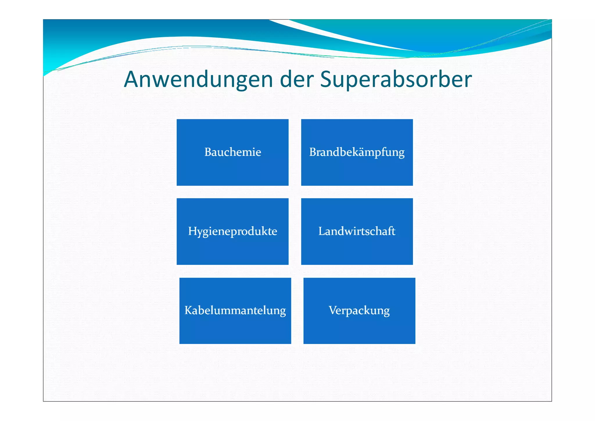Anwendungen der Superabsorber
 