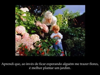 Aprendi que, ao invés de ficar esperando alguém me trazer flores,
é melhor plantar um jardim.
 