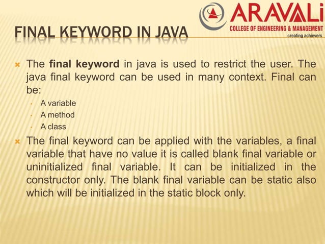 Super and final in java | PPT