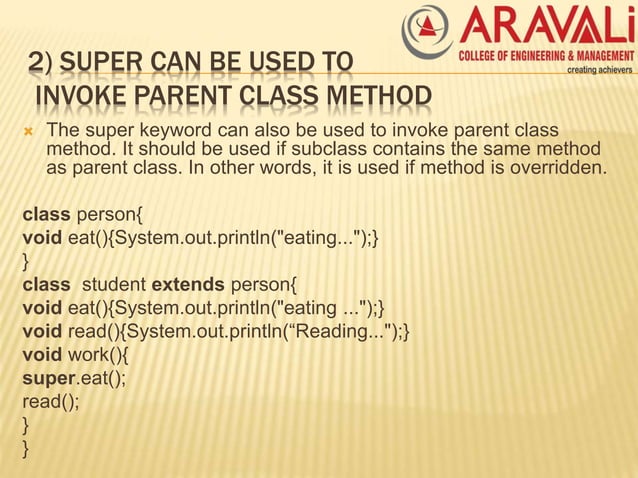 Super and final in java | PPT