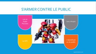 S’ARMER CONTRE LE PUBLIC
Les 10
Super
Pouvoirs
La GPC
Les 2 Acquis
L’identificati
on du public
superanimateurs.com
 