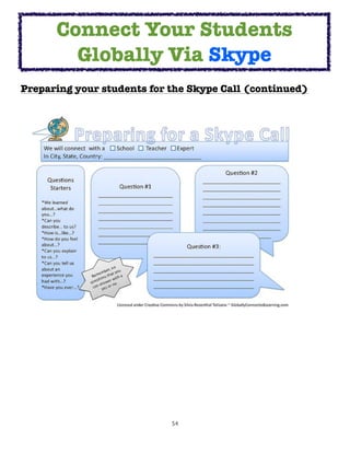 Connect Your Students
        Globally Via Skype
Preparing your students for the Skype Call (continued)




                            54
 