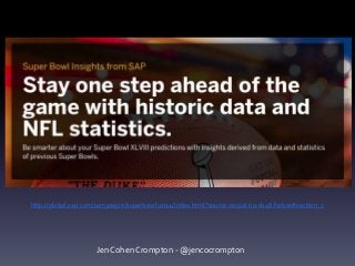 http://global.sap.com/campaigns/superbowl-2014/index.html?source=social-na-sb48-forbes#section_2

Jen Cohen Crompton - @jencocrompton

 