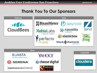 Jenkins User Conference San Francisco #jenkinsconf
Thank You To Our Sponsors
Platinum Gold
Silver
Corporate
 