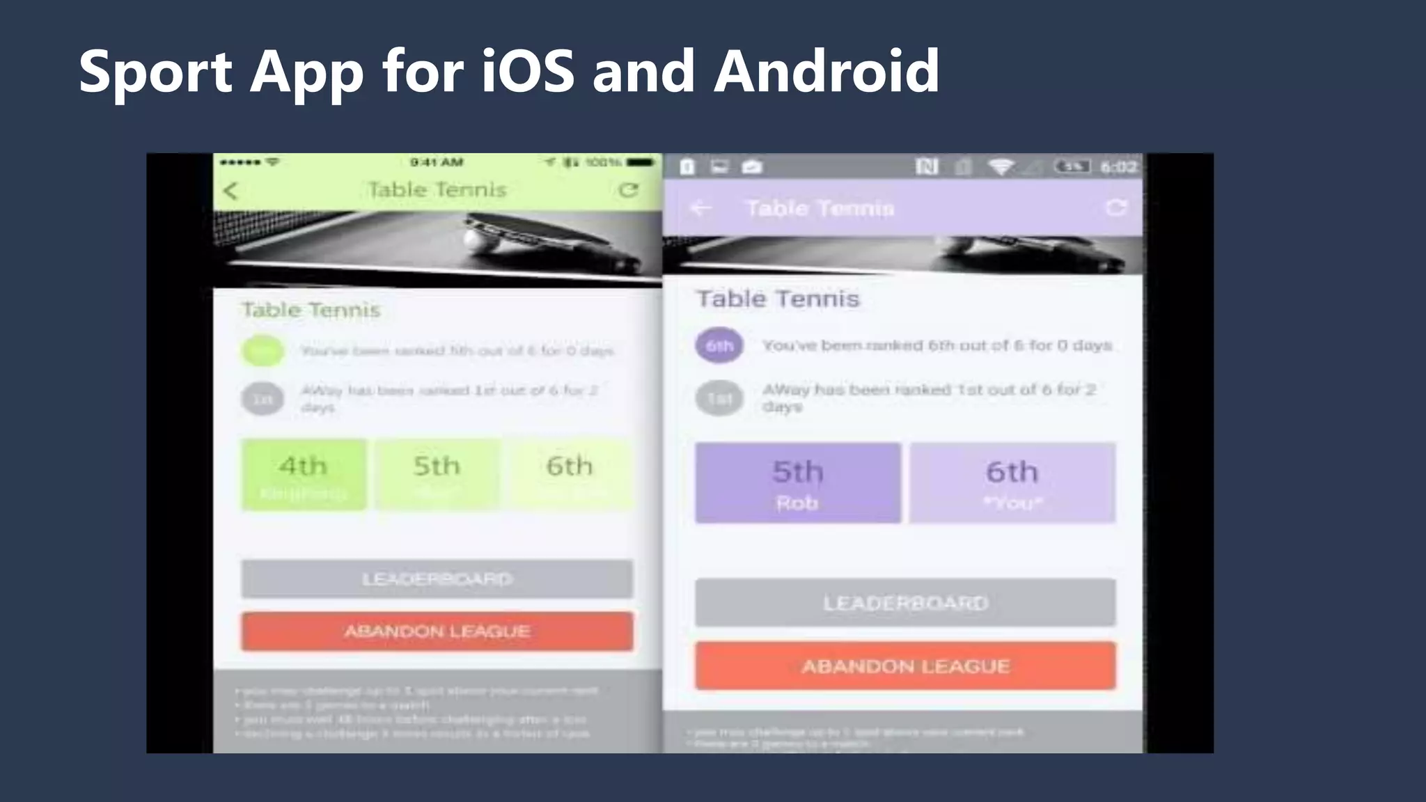 Sport App for iOS and Android 