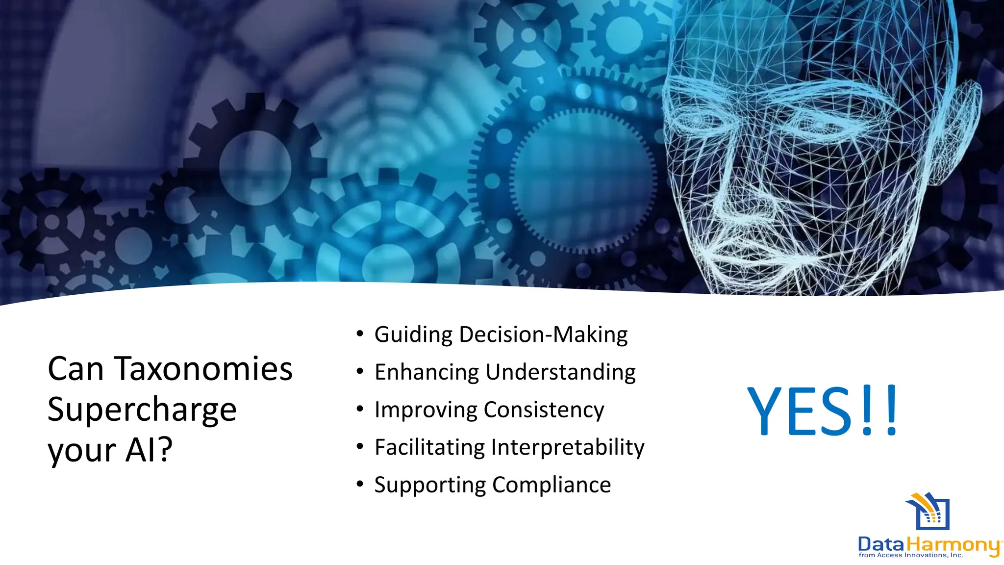 Can Taxonomies
Supercharge
your AI?
• Guiding Decision-Making
• Enhancing Understanding
• Improving Consistency
• Facilitating Interpretability
• Supporting Compliance
YES!!
 