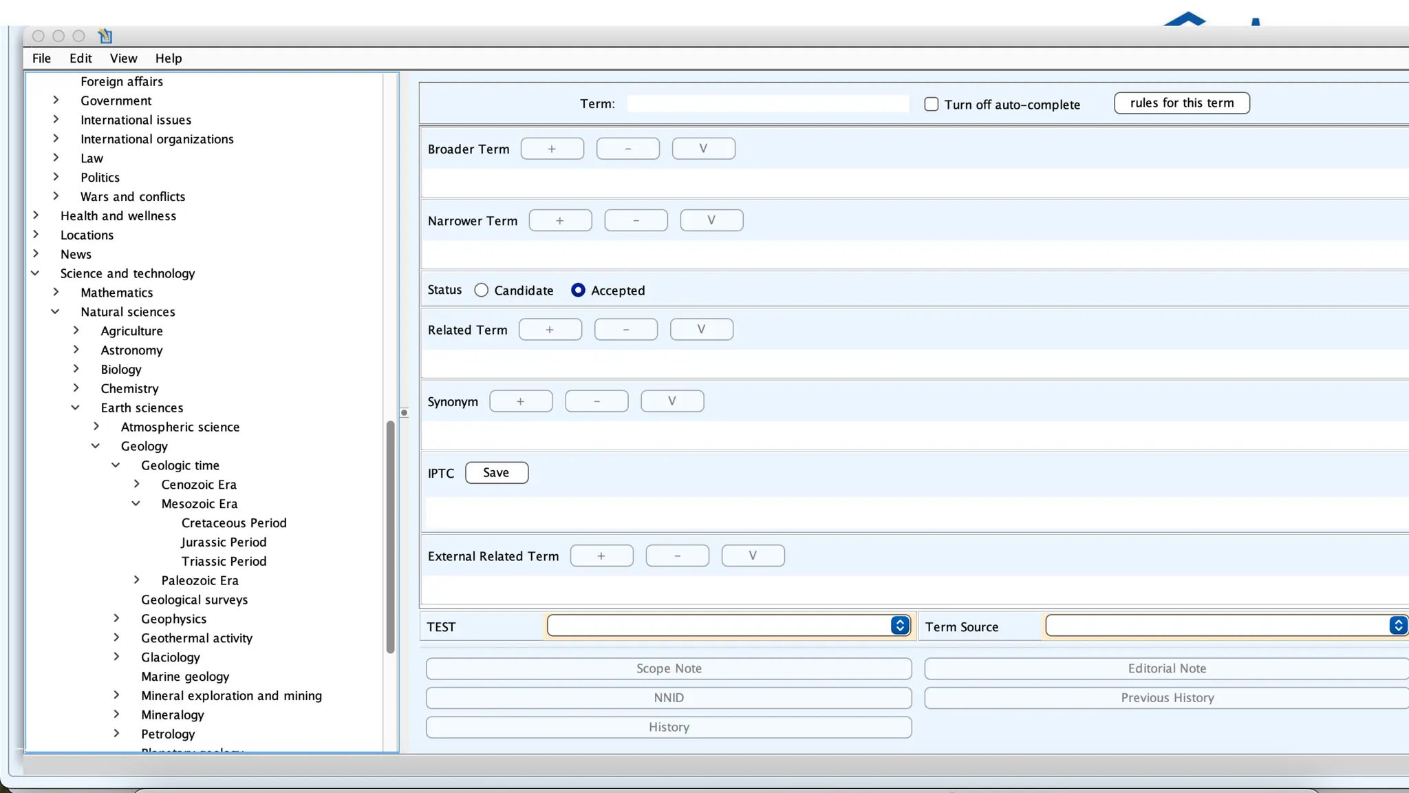 Thesaurus with term records
 