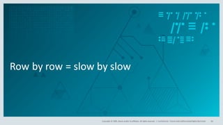 Copyright	©	2020,	Oracle	and/or	its	affiliates.	All	rights	reserved.		|
Row	by	row	=	slow	by	slow
Confidential	– Oracle	Internal/Restricted/Highly	Restricted 66
 