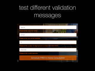 test diﬀerent validation
messages
 