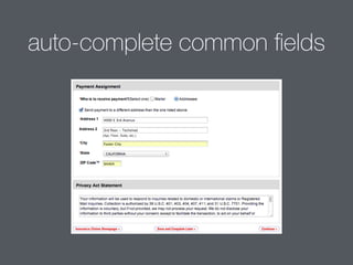 auto-complete common ﬁelds
 