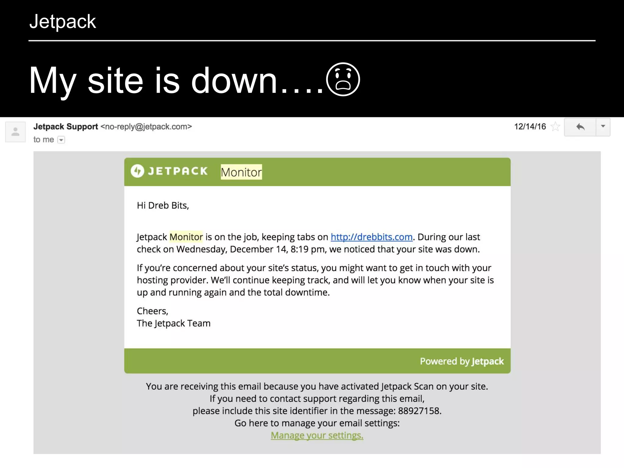 My site is down….😱
Jetpack
 