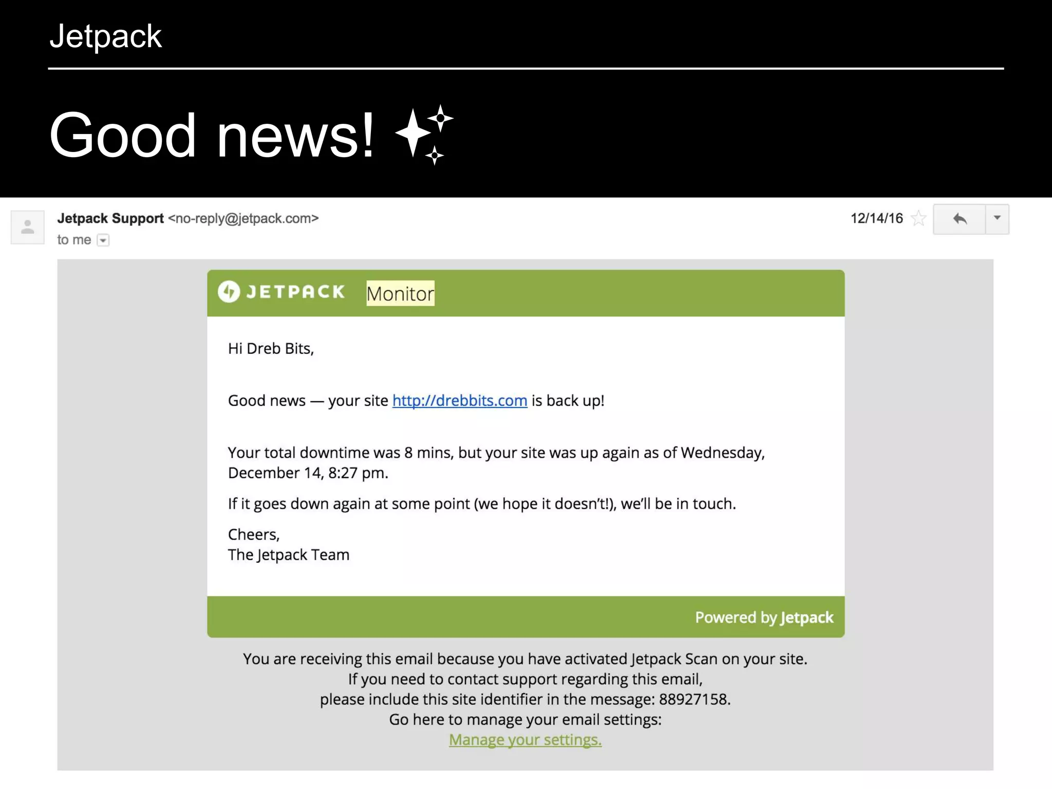 Good news! ✨
Jetpack
 