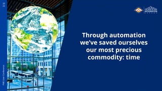 20
22
FME
User
Conference
Through automation
we’ve saved ourselves
our most precious
commodity: time
 