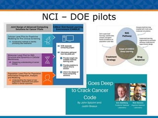 NCI – DOE pilots
 