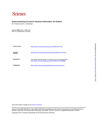 Superconducting qubits for quantum information an outlook | PDF