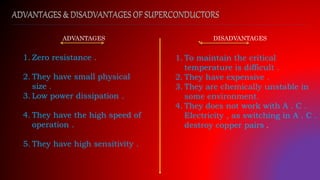 Disadvantages Conduction SUPERCONDUCTIVITY BY SATYAAPTRAKASH.pptx