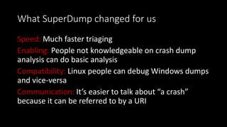 Large Scale Crash Dump Analysis with SuperDump