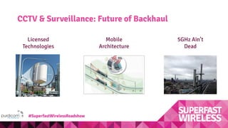 CCTV & Surveillance: Future of Backhaul
Licensed
Technologies
Mobile
Architecture
5GHz Ain’t
Dead
#SuperfastWirelessRoadshow
 