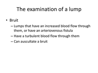 Comprehensive Guide to History and Physical Examination of a Lump | PDF