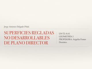 Jorge Antonio Delgado Piñal.
SUPERFICIES REGLADAS
NO DESARROLLABLES
DE PLANO DIRECTOR
U8-T2-AA1
GEOMETRÍA 1
PROFESORA: Argelia Fones
Doroteo.
 