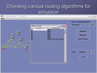 Choosing various routing algorithms for
simulaion
 
