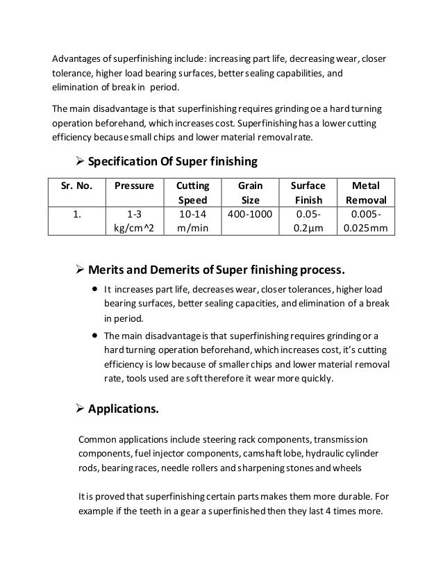 Superfinishing process