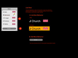 Ping!
Ping is the system that
powers the taxi call.               Ping!

Lets say that Superﬂy user
Scott wants to take a cabs
                                      A
from work A to his home B
in his home city.

When Scott leaves work in
the evening, he selects Ping
cab, since the system
knows his home address it
notiﬁes taxi companies
there is someone in the
vicinity needing a taxi.
Since the system knows
where Scott lives in relation
to where he is, it will give
preferential notice to cabs
going in direction Scott is     B

heading
 