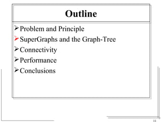 11 
Outline 
Problem and Principle 
SuperGraphs and the Graph-Tree 
Connectivity 
Performance 
Conclusions 
 