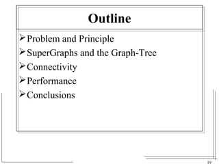 19 
Outline 
Problem and Principle 
SuperGraphs and the Graph-Tree 
Connectivity 
Performance 
Conclusions 
 