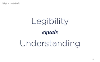 What is Legibility?




                        Legibility
                          equals

                      Understanding
                                      28
 