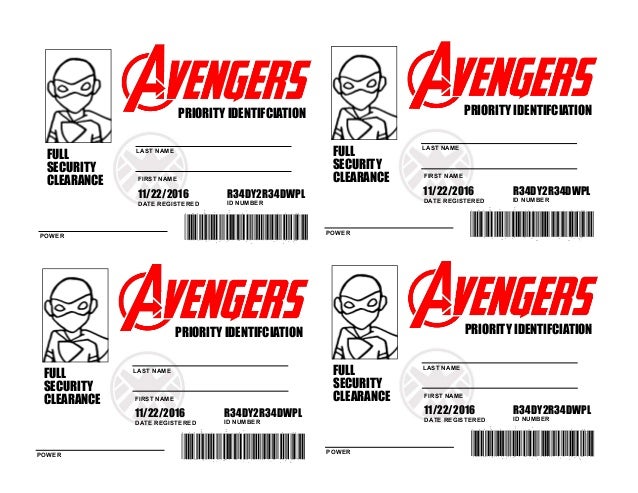 Superhero Imagination Station ID Cards