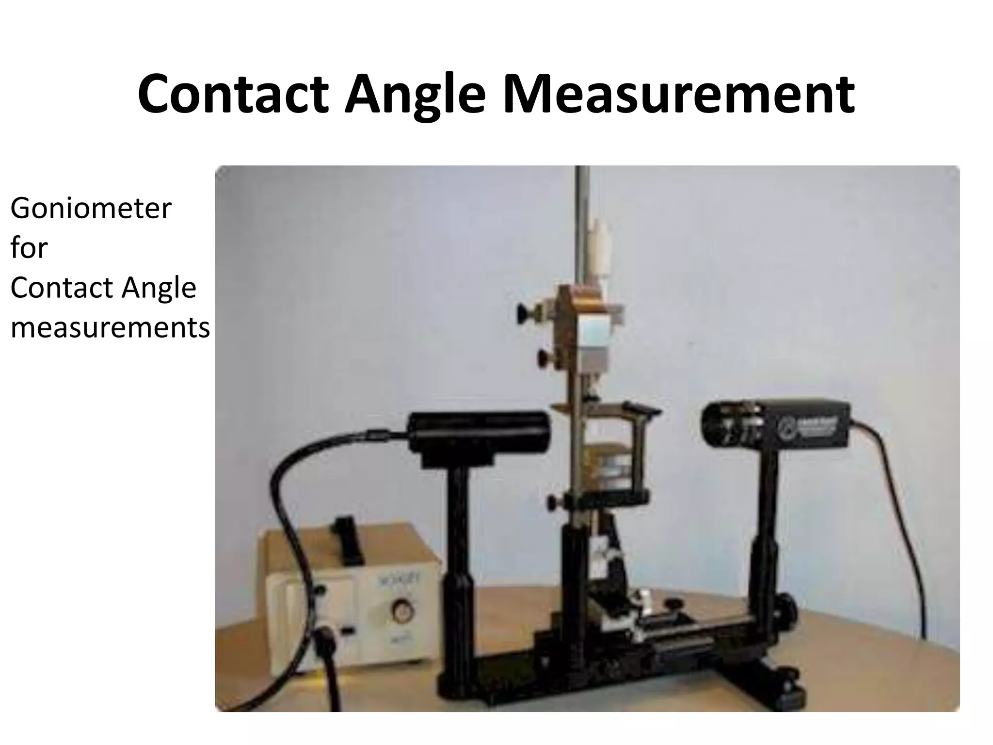Contact Angle Measurement
Goniometer
for
Contact Angle
measurements
 