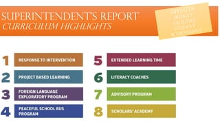 SUPERINTENDENT’S REPORT
curriculum highlights

 
