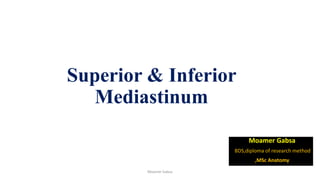 Superior & Inferior
Mediastinum
Moamer Gabsa
BDS,diploma of research method
,MSc Anatomy
Moamer Gabsa
 