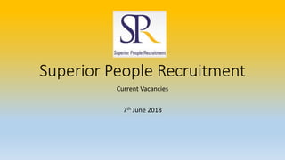 Superior People Recruitment
Current Vacancies
7th June 2018
 