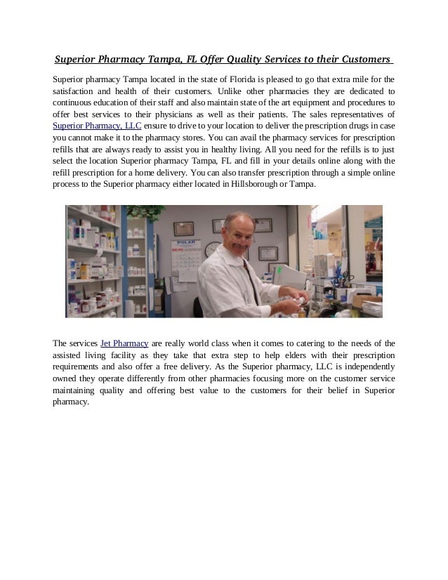 Superior Pharmacy Tampa, FL Offer Quality Services to Their Customers