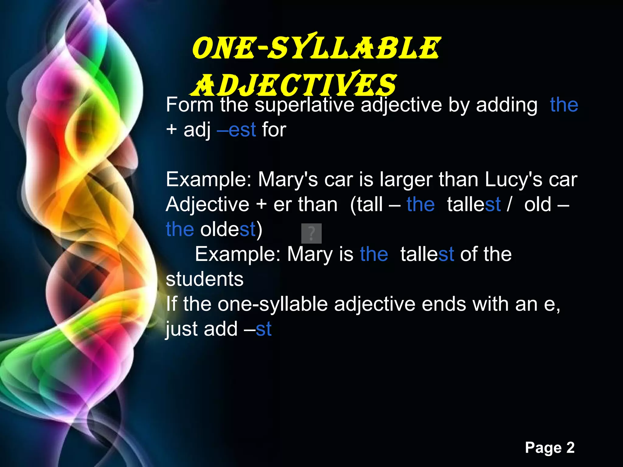 SUPERLATIVE AND COMPARATIVE ADJECTIVES | PPT