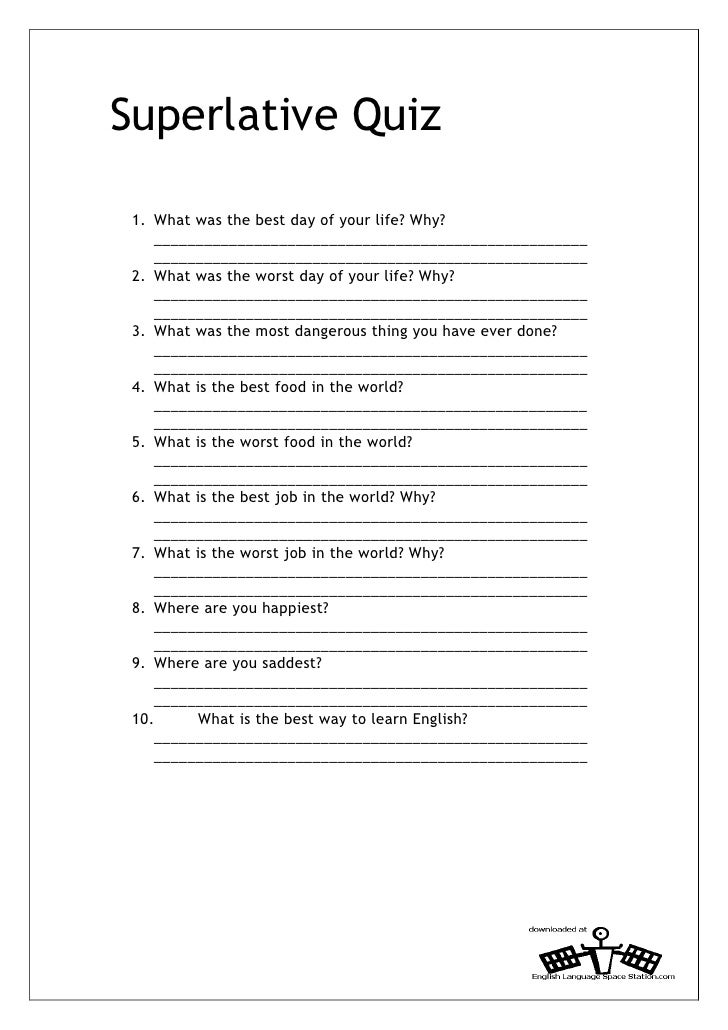 Superlative written quiz