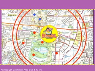 Animasi 2D: Catchment Area 5 km & 10 km. 