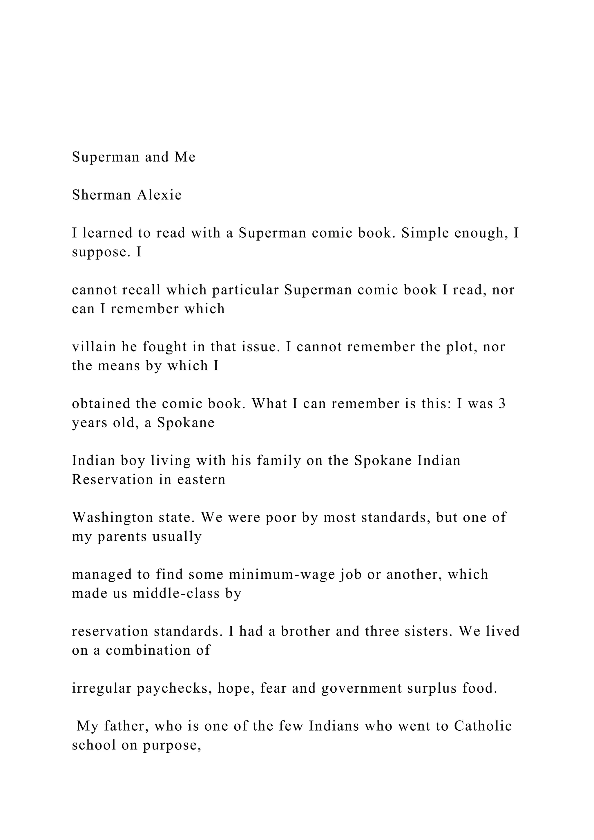 Superman And Me Sherman Alexie
